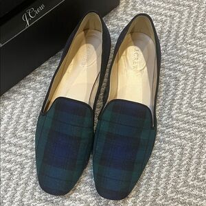 J. Crew Women's Tartan Flats - Green and Navy